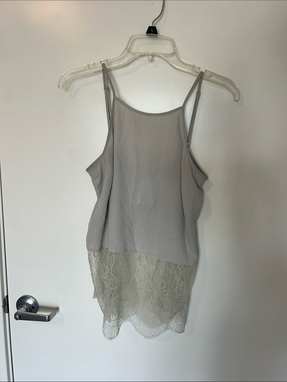 BCBGeneration Light Gray Lace-Hem Camisole